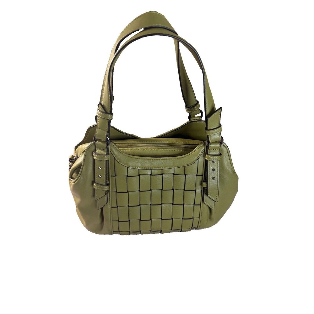 Simply Vera Wang Satchel Bag Purse Green Olive Woven